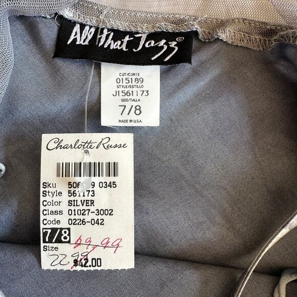 Y2K silver long floral slip dress, whimsygoth, Grunge, vintage 90s Size 7/8 NWT - Picture 4 of 7